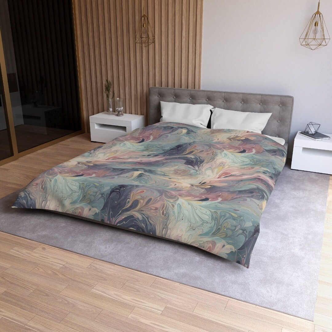 Abstract Blue and Pink Bedding Set Comforter or Duvet Cover Etsy