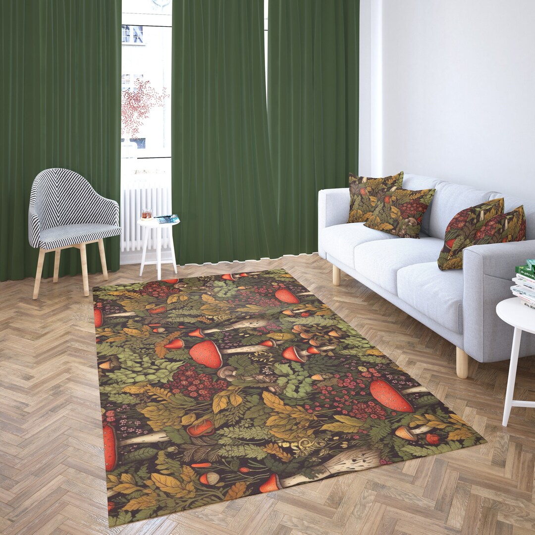 Cottagecore Mushroom Rug Nature Inspired Large Area Rugs for Etsy