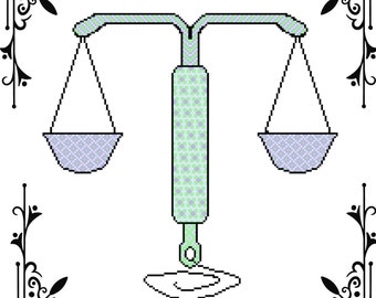 IUD Scales of Justice Cross Stitch Pattern (Large Version)