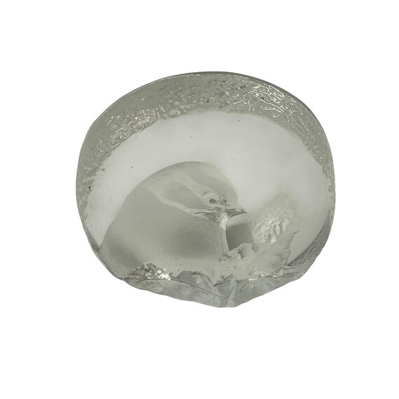 Mats Jonasson Maleras Sweden Crystal Bird Paperweight Etched Art