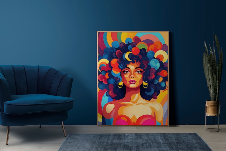 Black Woman Art, Black Girl Wall Art, Afrolatina Art, Digital Art Print
