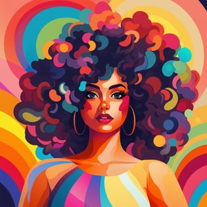 Black Woman Art, Black Girl Wall Art, AfroLatina Art, Digital Art Print, AI Art, Black Art, Printable Wall Art, Home Decor