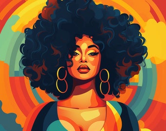 Black Woman Art, Black Girl Wall Art, AfroLatina Art, Digital Art Print, AI Art, Black Art, Printable Wall Art, Home Decor