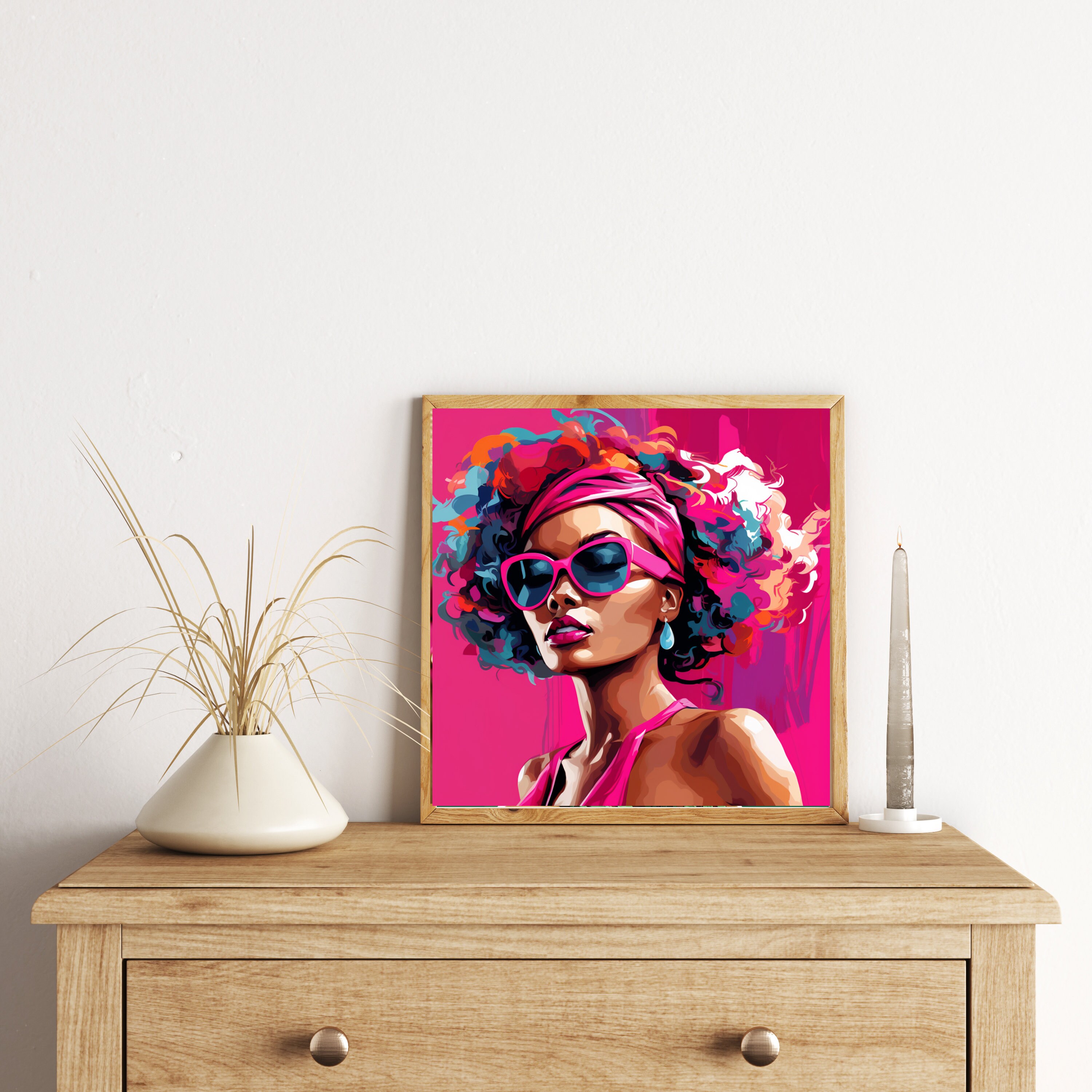 Black Woman Art, Black Girl Wall Art, Digital Art Print, AI Art, Black