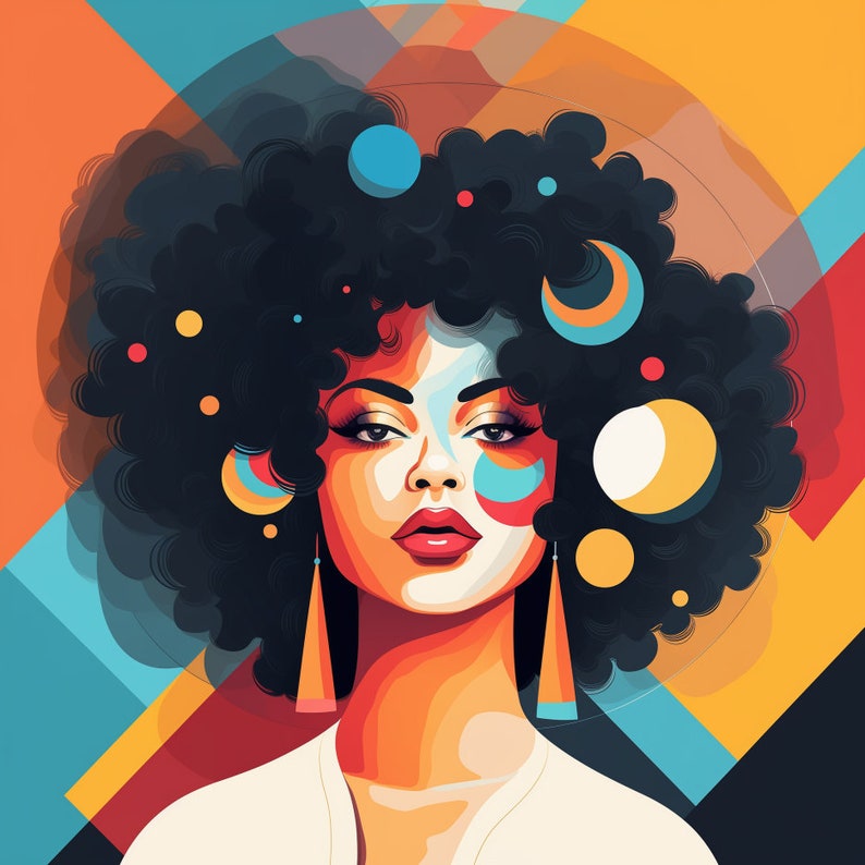 Black Woman Art, Black Girl Wall Art, Afrolatina Art, Digital Art Print