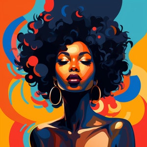 Black Woman Art, Black Girl Wall Art, Digital Art Print, AI Art, Black Art, Printable Wall Art, Home Decor