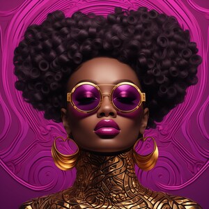 Afro Futuristic Black Woman Art, Black Girl Wall Art, Digital Art Print, AI Art, Black Art, Printable Wall Art, Home Decor
