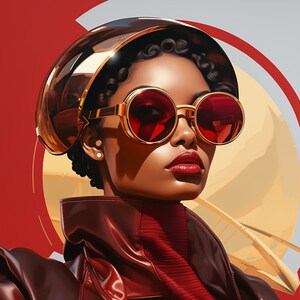 Take Flight Red Afro Futuristic Black Woman Art, Black Girl Wall Art, Digital Art Print, AI Art, Black Art, Printable Wall Art, Home Decor