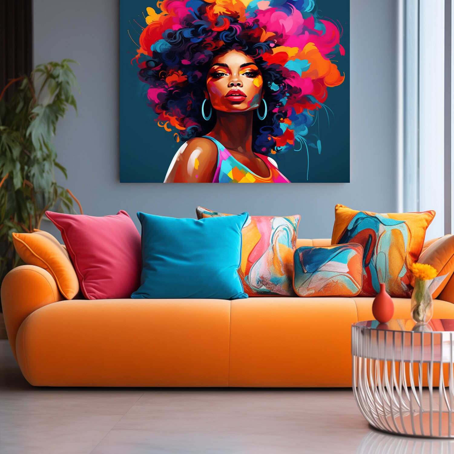 Black Woman Art, Black Girl Wall Art, Digital Art Print, AI Art, Black