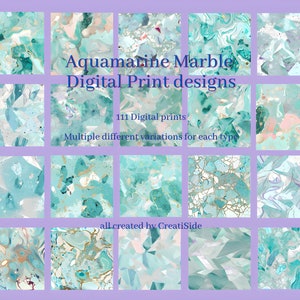 111 Aquamarine Marble textures Digital Prints, Digital Paper, Abstract , Stylistic , JPG Digital Paper Scrapbook Prints Instant Download