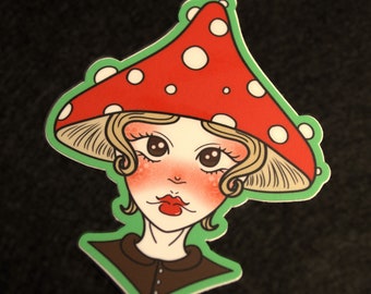 Amanita Paddestoelmeisje - Matte sticker