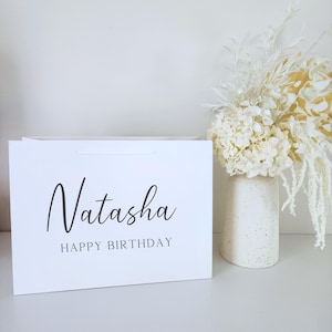 White Personalised Gift Bags | Birthday Gift Bag | Luxury Gift Bags | Thank You Gift Bag