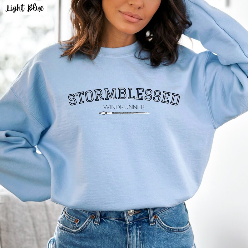 Kaladin Stormblessed Sweatshirt, Stormlight Archive, Cosmere, Windrunner, Knights Radiant, Brandon Sanderson Light Blue