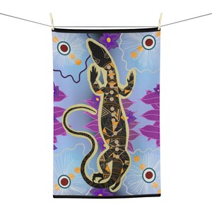 Purple Sand Goanna Soft Tea Towel