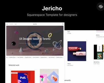 Portfolio Website Template for Designers, Squarespace Website Template, UX Portfolio, Graphic Design Portfolio, Minimalistic Portfolio