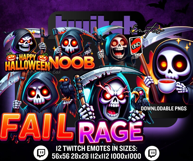 Twitch Emotes / 12 Reaper Twitch Emotes / Halloween Twitch Emotes ...
