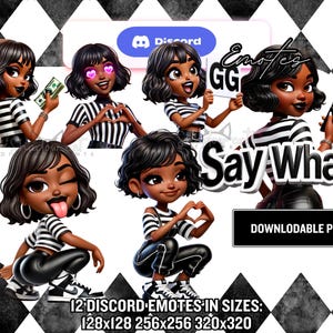 Black Girl Emotes / 12 Black Streamer Girl Discord Emojis - Instant Download PNG&#39;s