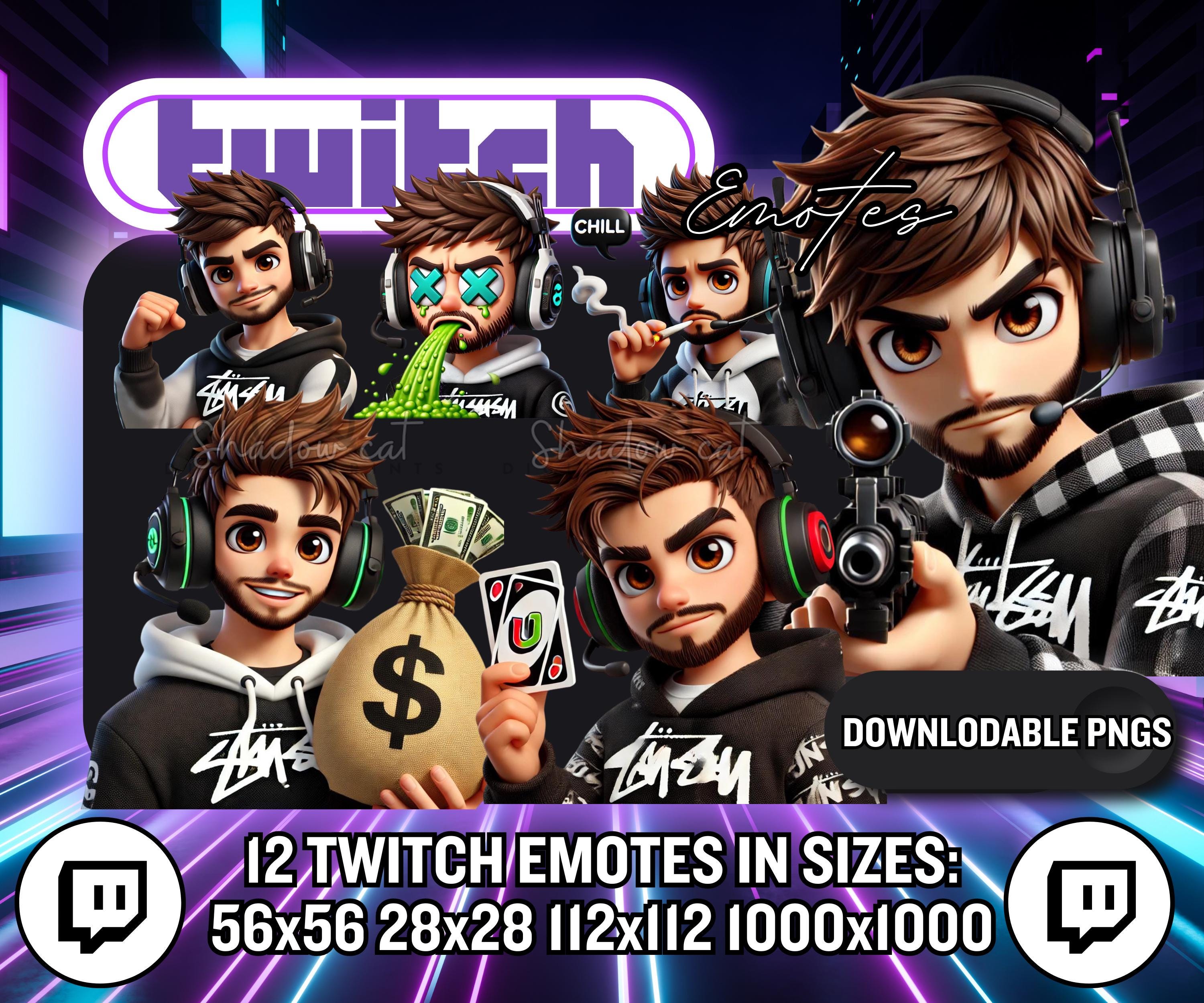 Brown Hair Guy Twitch Emotes – Gamer Streamer Emoji Pack (PNG) - Etsy