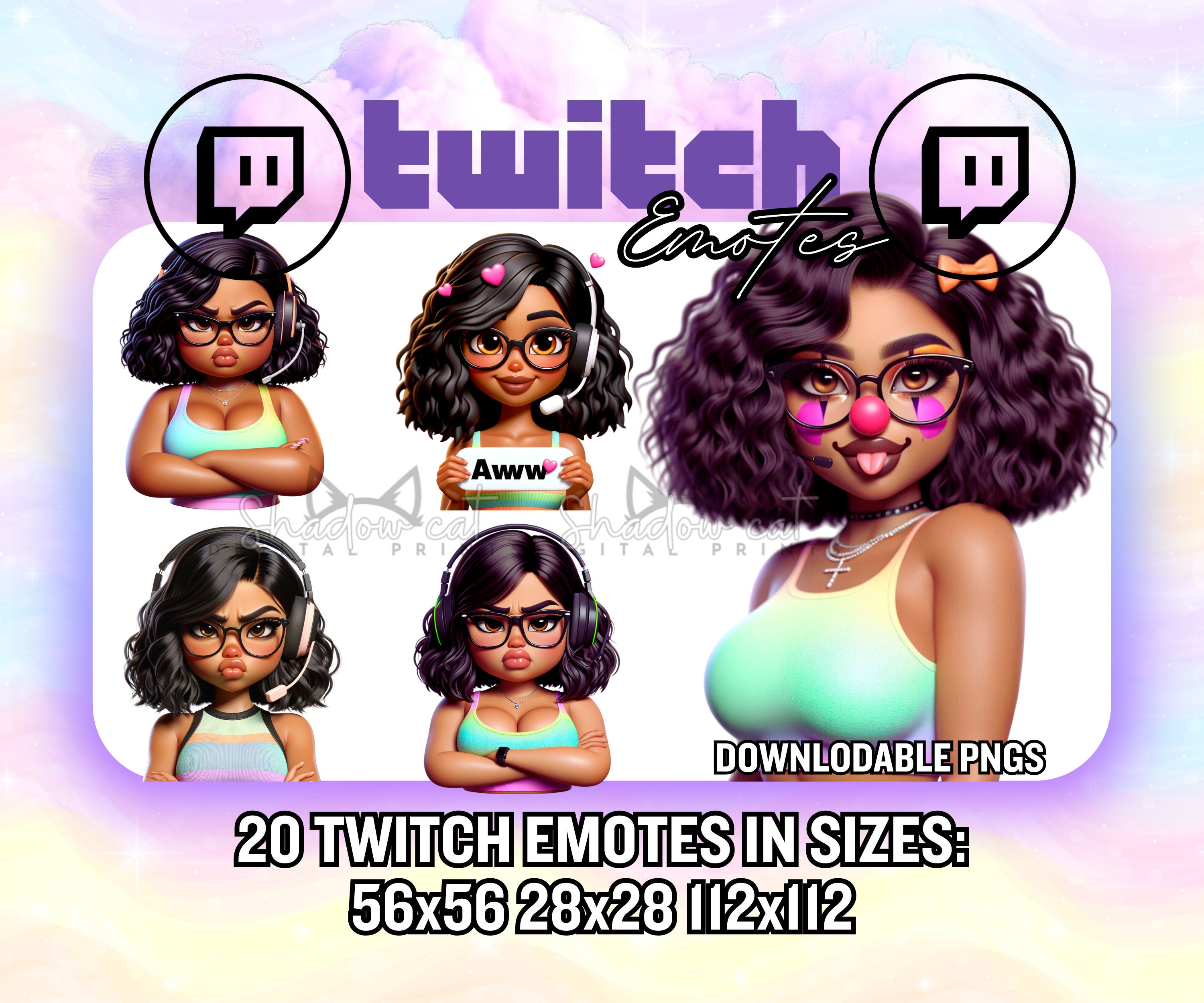 Black Hair Twitch Emotes / 20 Chibi Anime Twitch Emojis / BBW Plus ...