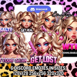 Blonde Discord Emotes / 6 Blonde Girl Emotes  Bulk PNG Files
