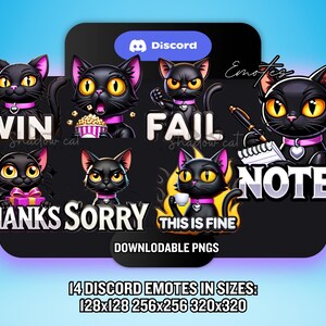 Discord Emotes / 14 Cat Discord Emotes / Cute Kawaii Discord Emotes / Girl Gamer Streamer Emotes - Bulk PNG Pack