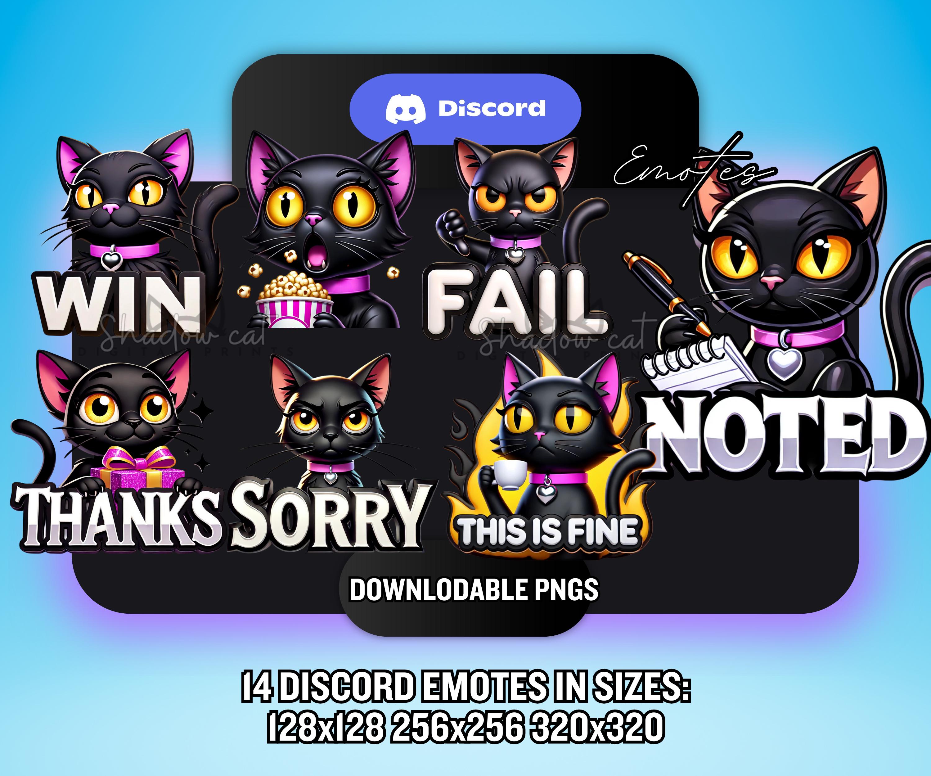 Discord 絵文字 / 14 個の猫 Discord 絵文字 / かわいい Discord 絵文字 / 女の子ゲーマー ストリーマー絵文字 -  一括 PNG パック