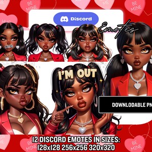 Black Girl Emotes / 12 Black Discord Streamer Girl Emojis - Instant Download PNG&#39;s