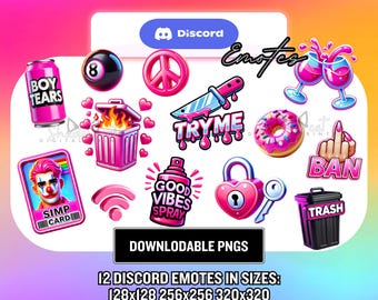 Söt rosa Gamer Emote-paket - Kawaii Discord-emotes (PNG)