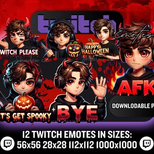 Devil Horn Brown Hair Guy Twitch Emotes – Halloween PNG (Digital Download)