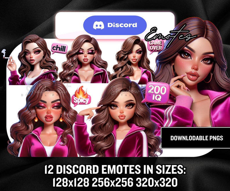 Brown Hair Anime Girl Discord Emotes, Gamer Streamer Pngs (12) - Etsy