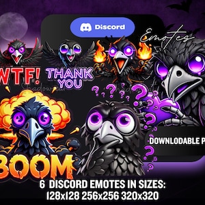 Discord Emotes / 6 Crow Discord Emotes / Halloween Emotes / Spooky Crow ...