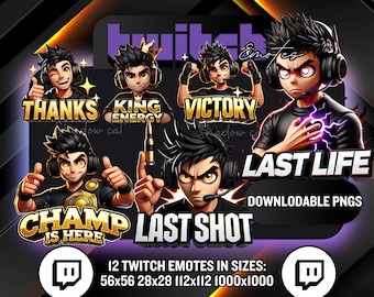 Guy Twitch Emotes – Gamer Streamer Emojis (Instant Download PNGs)