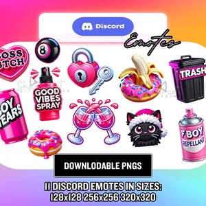 11 Discord Emotes / Meme Emotes / Cute Emotes / Kawaii Emotes / Girly Pink Emote Bundle Gamer Emotes - Instant Download PNG&#39;s