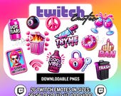 26 Pink Pastel Twitch Emotes – Girly Gamer Meme Emotes (Instant Download)