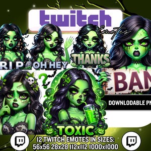 Zombie  Girl Twitch Emotes / Spooky Goth Girl Emotes / Cute Horror Streamer Emotes / Chibi VTuber Emotes / Halloween Kawaii Twitch Bulk PNGs