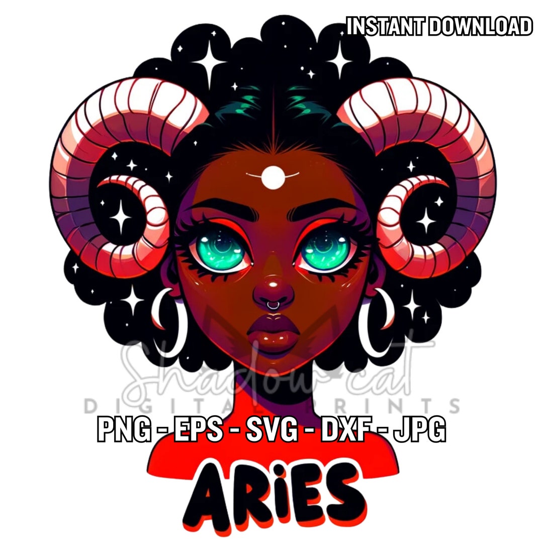 Aries Black Girl Sticker / Circuit Aries Women SVG PNG Jpg EPS Dxf File ...