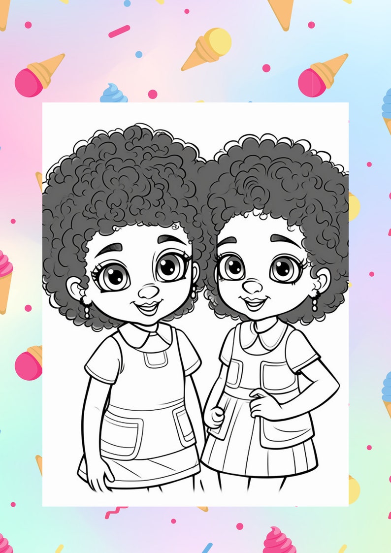 Black Girl Coloring Pages for Children or Adults: Daily Stress Relief