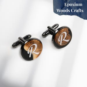 Personalized Cufflinks as elegant gift for boyfriend. Mens cufflinks from wood and resin. Meaningful fathers day gifts, new dad gift