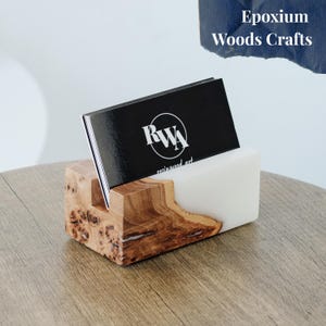PORTE-CARTES DE VISITE en bois et résine. Accessoires de bureau en bois. Cadeau de remerciement pour le patron, les collègues de travail, le professeur