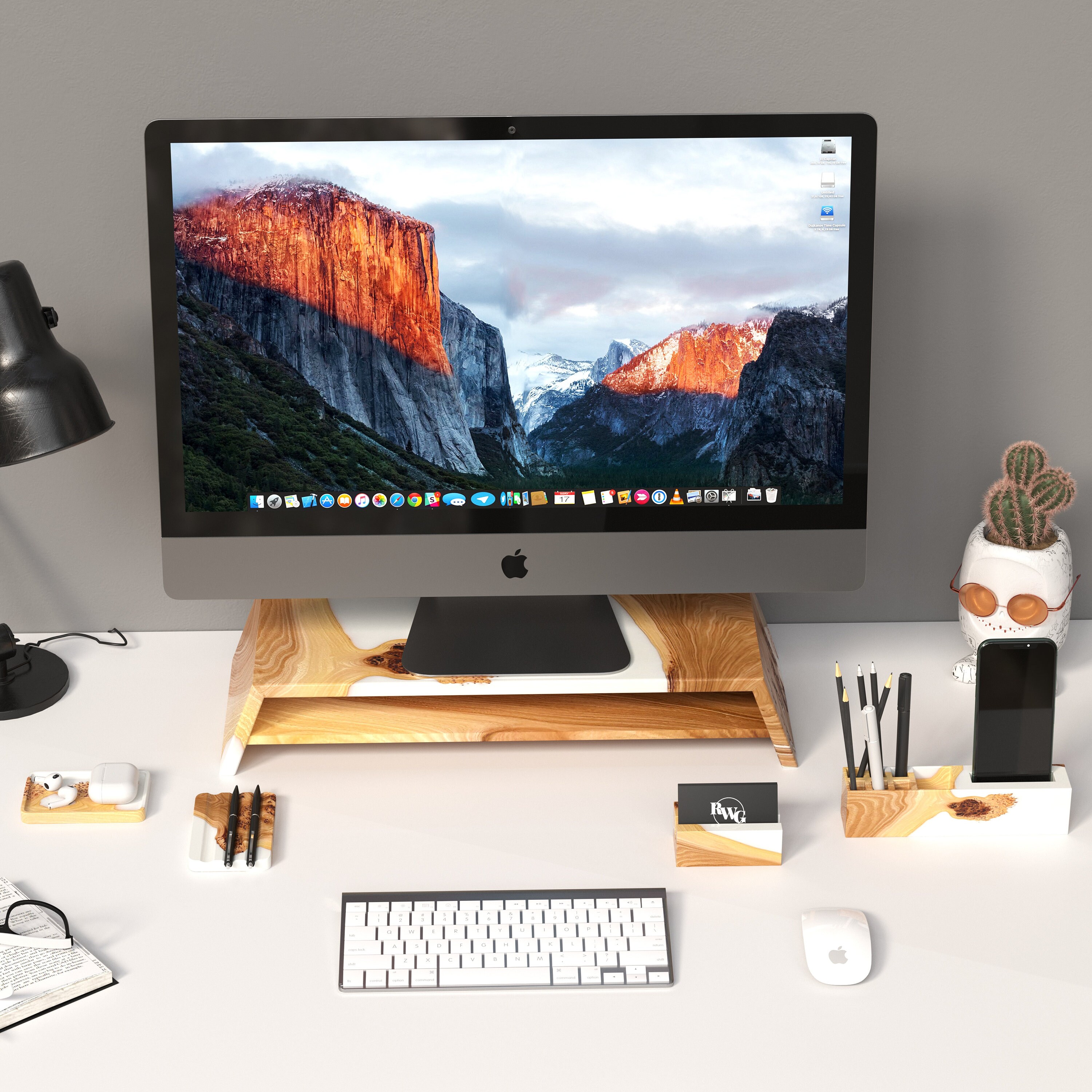 Handcrafted Epoxy and Wood Monitor Stand With Shelf Stylish - Etsy