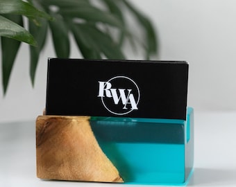 Personalized BUSINESS CARD HOLDER. Wood & Resin Card Storage gifts for lawyers. Unique attorney card holder as professional gifts