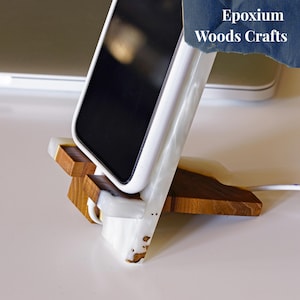 Elegant wooden PHONE HOLDER for DESK. Creative office desk accessories. Personalized Iphone stand