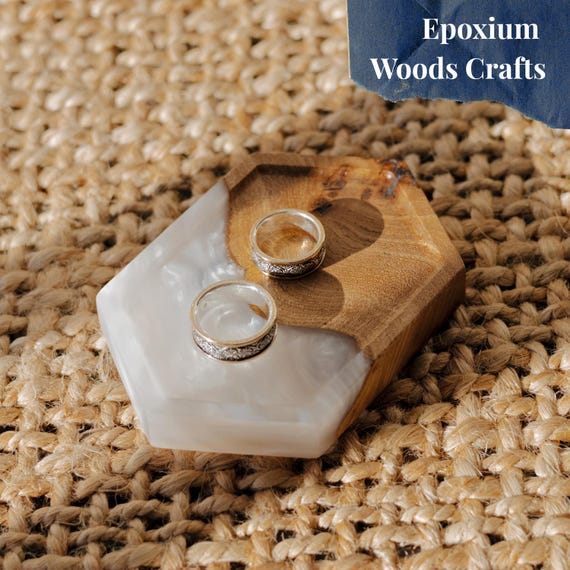 Wedding RING HOLDER From Dark Wood and Pearl Personalized