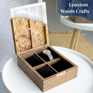 Custom Watch Case From Resin And Wood. Unique ladies watch box, new teacher gift. Personalized coach gifts