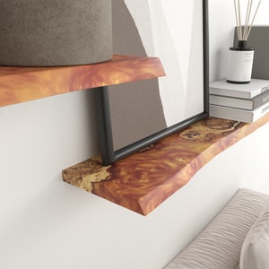 Modern WHITE FLOATING SHELF from Epoxy & Wood for living room decor with hardware included image 5