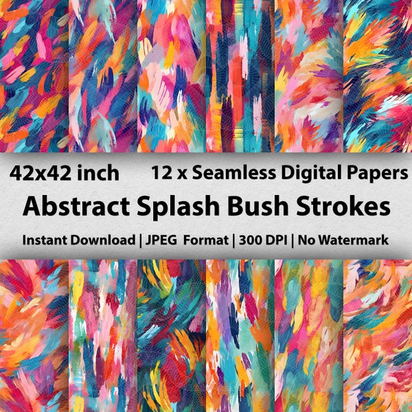 12 brush strokes Digital Paper brushstrokes Patterns Unique brushwork Prints for DIY brushstroke Projects