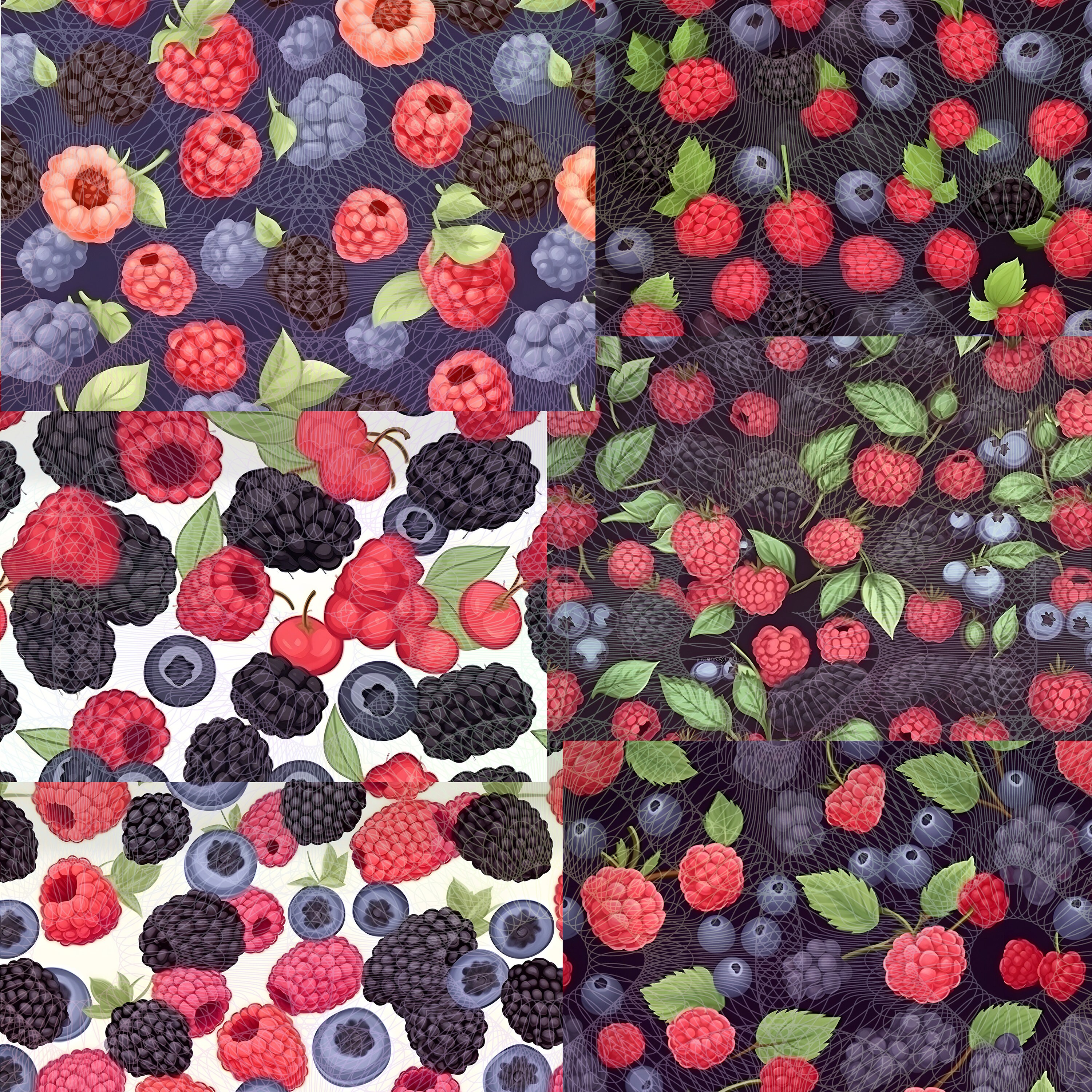 Beerry Shapes Mixed Berries Digital Paper Designs, Berry Patterns, Printable Texture ...