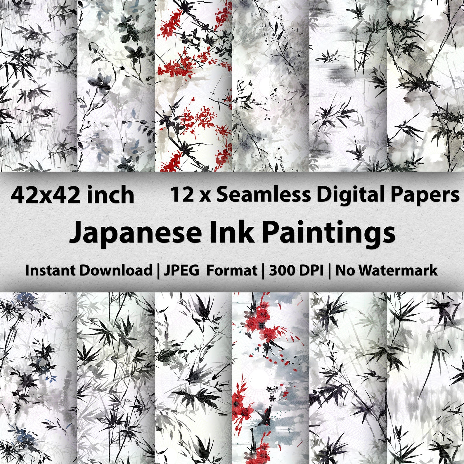 12 Sumie Ink Paintings Papers Japanese Inks Printable Ink Etsy