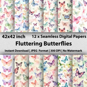 12 Butterflies Digital Paper Butterfly Fantasy Digital Patterns Unique butterfly Prints for DIY Projects