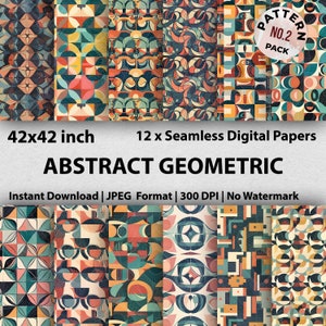 Colorful Geometric Abstract Digital Paper Scrapbook Pack Seamless Digital Print Download Geometric Abstract Digital Scrapbooking Background